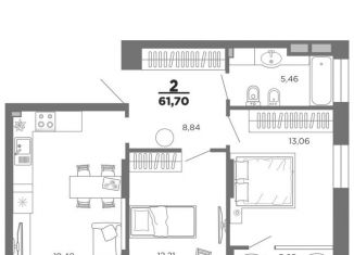 Продам двухкомнатную квартиру, 61.7 м2, Рязанская область, 5-й Новый проезд