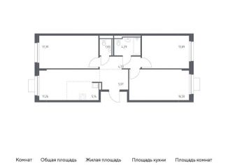 Продается трехкомнатная квартира, 80 м2, Московская область, жилой комплекс Прибрежный Парк, 10.2
