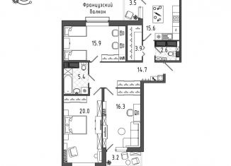 Продажа трехкомнатной квартиры, 99.8 м2, Санкт-Петербург, метро Фрунзенская, Черниговская улица, 17