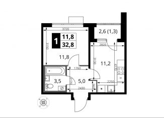 Однокомнатная квартира на продажу, 32.8 м2, Химки