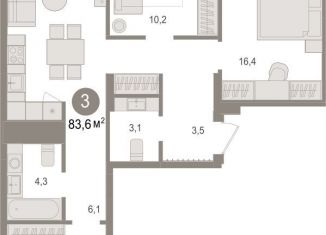 Продажа 3-ком. квартиры, 83.6 м2, Новосибирская область