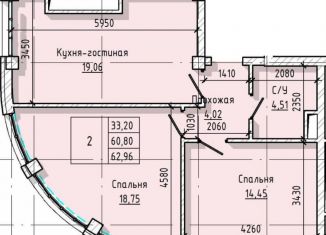 2-комнатная квартира на продажу, 63 м2, Нальчик, улица Ахохова, 104, район Хладокомбинат