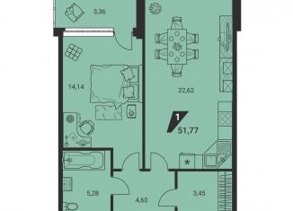 Продам 1-комнатную квартиру, 51.8 м2, Екатеринбург, улица Громова, 26