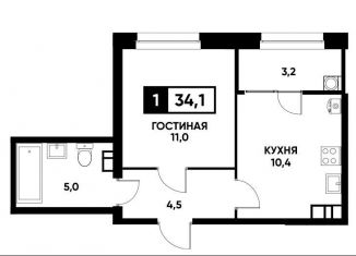 Продается 1-комнатная квартира, 34.1 м2, Ставрополь, микрорайон № 36