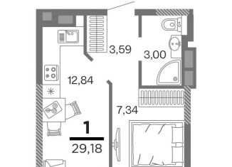 Продажа 1-комнатной квартиры, 29.2 м2, Рязань
