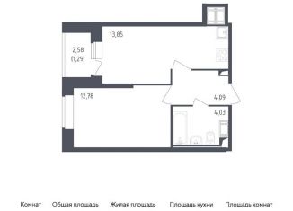 Продаю однокомнатную квартиру, 36 м2, Санкт-Петербург, жилой комплекс Живи в Рыбацком, 5, ЖК Живи в Рыбацком