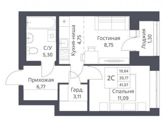 Продам 2-ком. квартиру, 41.1 м2, Новосибирск, Калининский район