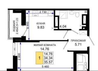 1-комнатная квартира на продажу, 35.6 м2, Ростов-на-Дону