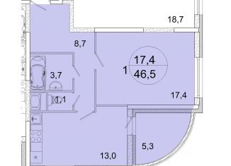 Продается 1-комнатная квартира, 46.5 м2, Ивантеевка, улица Прокудина, 2