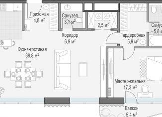 1-ком. квартира на продажу, 114.5 м2, Москва