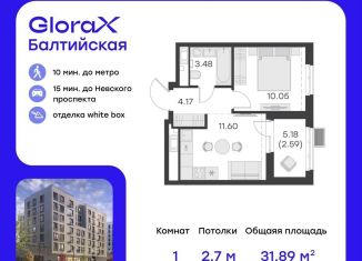 1-комнатная квартира на продажу, 31.9 м2, Санкт-Петербург, метро Фрунзенская, улица Шкапина, 15