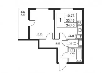 Продажа 1-комнатной квартиры, 34.5 м2, Ленинградская область
