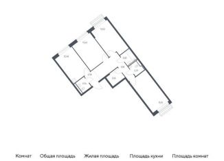 Продаю трехкомнатную квартиру, 78.3 м2, село Лайково, жилой комплекс Рублёвский Квартал, 60