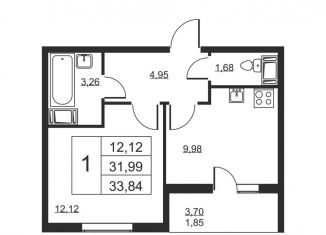 Продам 1-комнатную квартиру, 33.8 м2, Ленинградская область
