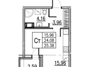 Продам квартиру студию, 26.7 м2, Кудрово, проспект Строителей, 1к1