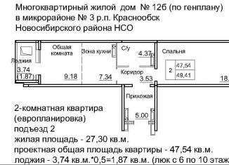Продается однокомнатная квартира, 47.5 м2, рабочий посёлок Краснообск, 3-й микрорайон, 12Б, ЖК Кольца