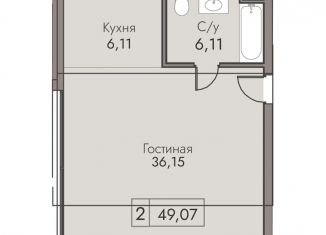 Продается двухкомнатная квартира, 49.1 м2, Крым, улица Мухина, 17А