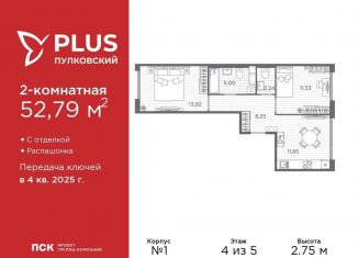 Продаю 2-комнатную квартиру, 52.8 м2, Санкт-Петербург