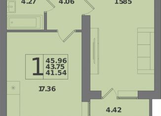 Продается 1-комнатная квартира, 46 м2, Калининград, Крейсерская улица, 13к1