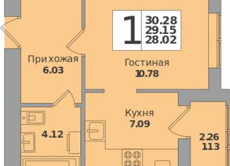 Продается 1-комнатная квартира, 30.3 м2, Калининградская область