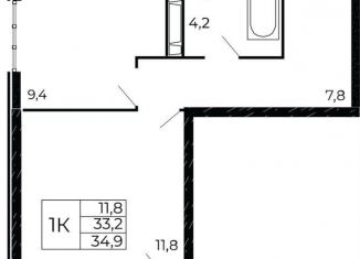 1-комнатная квартира на продажу, 34.9 м2, Ростов-на-Дону, проспект Маршала Жукова, 26к4