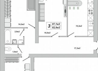 Продам 3-ком. квартиру, 87.1 м2, Тамбов, улица Чичерина, 7/3