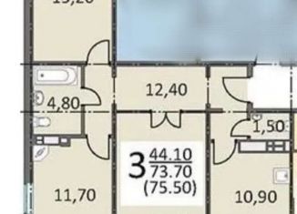 Продажа 3-ком. квартиры, 74.4 м2, Челябинск, Краснопольский проспект, 16, ЖК Пара