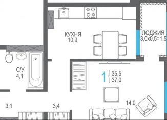 Продам 1-комнатную квартиру, 37 м2, Ялта, ЖК Ялта Парк