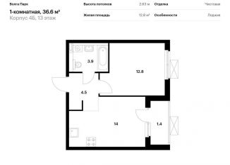 Продам однокомнатную квартиру, 36.6 м2, Ярославль, улица Лескова, 44, Фрунзенский район