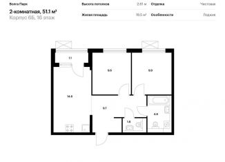 Продажа 2-комнатной квартиры, 51.1 м2, Ярославль