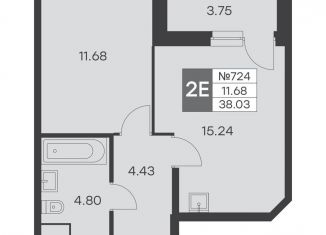 Продам 1-ком. квартиру, 38 м2, Екатеринбург, улица Громова, 26, ЖК Миллениум