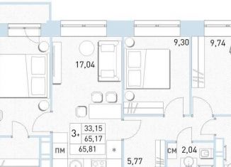 4-комнатная квартира на продажу, 65.8 м2, Балашиха, жилой комплекс Столичный, к23