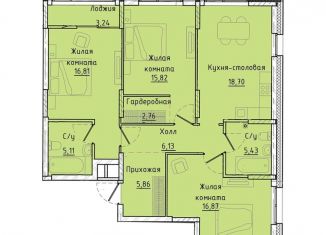 Продается трехкомнатная квартира, 95.1 м2, Екатеринбург, ЖК Клевер Парк