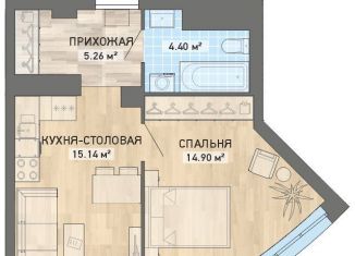 Однокомнатная квартира на продажу, 43.7 м2, Екатеринбург, ЖК Просторы