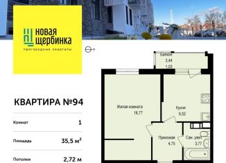 Продажа однокомнатной квартиры, 35.5 м2, деревня Борисовка, улица Рахманинова, 12