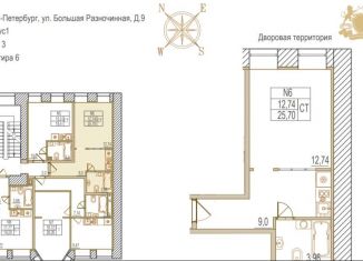 Продаю квартиру студию, 25.7 м2, Санкт-Петербург, Большая Разночинная улица, 9, Большая Разночинная улица