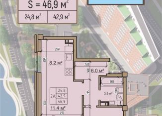 Продам двухкомнатную квартиру, 46.9 м2, Хакасия, улица Комарова, 5Бк2