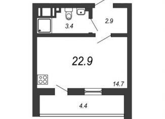 Продам квартиру студию, 23 м2, Санкт-Петербург, Чарушинская улица, 22к1, метро Академическая