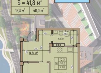 Продается 1-комнатная квартира, 41.8 м2, Абакан, улица Комарова, 5Ак2, ЖК Комарово