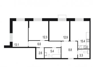 3-комнатная квартира на продажу, 80.4 м2, Одинцово, жилой комплекс Союзный, к2, ЖК Союзный