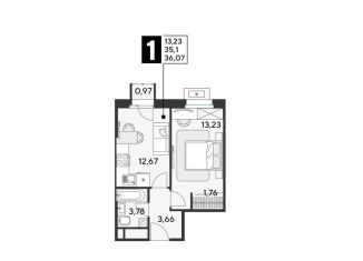 Продается 1-комнатная квартира, 36.1 м2, Реутов