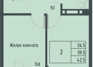 1-комнатная квартира на продажу, 42.5 м2, Ростов-на-Дону, Советский район