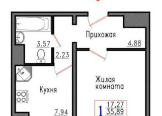 Однокомнатная квартира на продажу, 36.9 м2, село Александровка, Первоцветная улица, 5