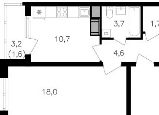 Продаю однокомнатную квартиру, 41.2 м2, Москва, метро Народное Ополчение
