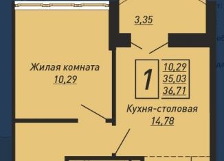 1-комнатная квартира на продажу, 36.7 м2, Ольгинка