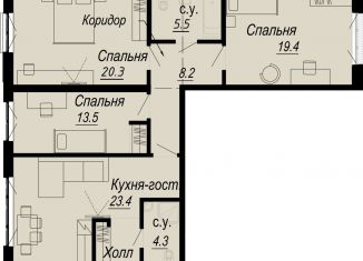 3-комнатная квартира на продажу, 99.2 м2, Санкт-Петербург, муниципальный округ Аптекарский Остров