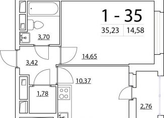 Продается однокомнатная квартира, 35.1 м2, Санкт-Петербург, Планерная улица, 97к1, ЖК Нью Тайм