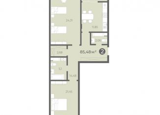 Продам 2-комнатную квартиру, 85.4 м2, Чебоксары