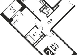 2-ком. квартира на продажу, 60 м2, посёлок Развилка, жилой комплекс Три Квартала, к12, ЖК Три Квартала