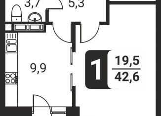 Продается однокомнатная квартира, 42.6 м2, посёлок Развилка, жилой комплекс Три Квартала, к13, ЖК Три Квартала